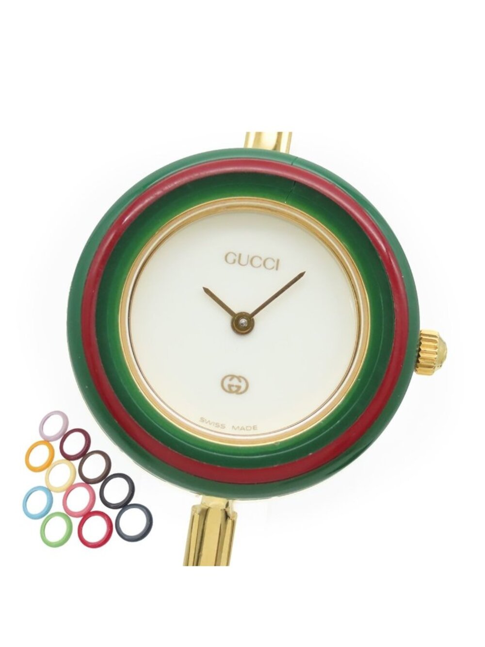 Gucci Change Bezel Watch Gold SS Resin Replacement Quartz